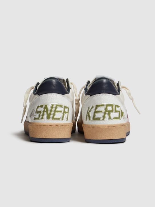 Golden Goose: Ball star leather & suede sneakers - White/Blue - men_2 | Luisa Via Roma