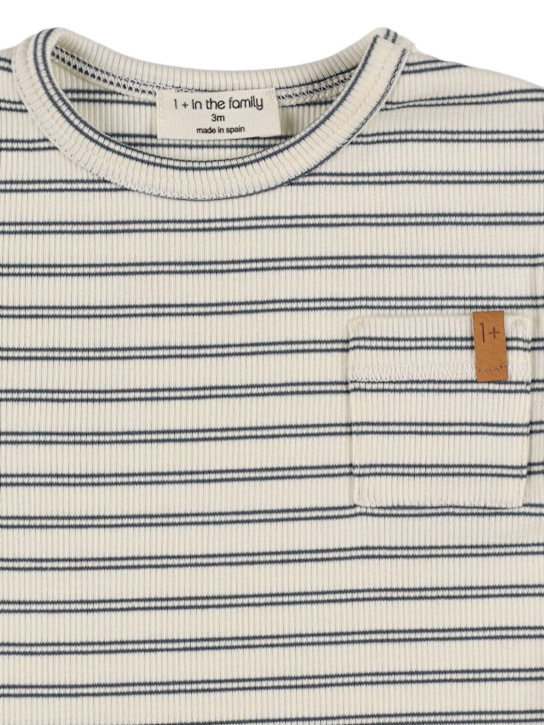 1 + IN THE FAMILY: Striped cotton blend t-shirt - White/Blue - kids-boys_1 | Luisa Via Roma