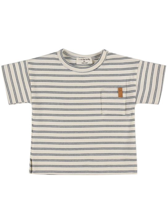 1 + IN THE FAMILY: Striped cotton blend t-shirt - White/Blue - kids-boys_0 | Luisa Via Roma