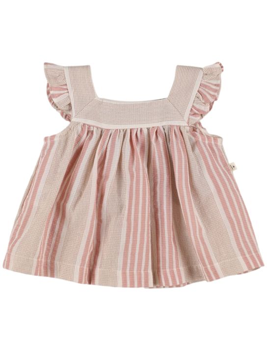 1 + IN THE FAMILY: オーガニックコットンブレンドワンピース - ホワイト/ピンク - kids-girls_0 | Luisa Via Roma