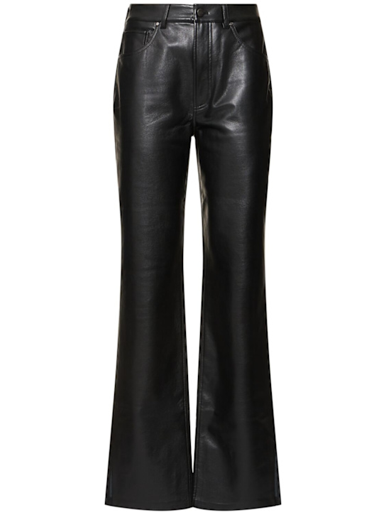 ANINE BING: Roy leather blend straight pants - women_0 | Luisa Via Roma