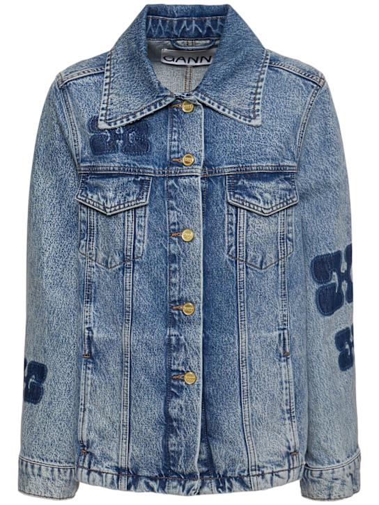 GANNI: Patch denim jacket - women_0 | Luisa Via Roma