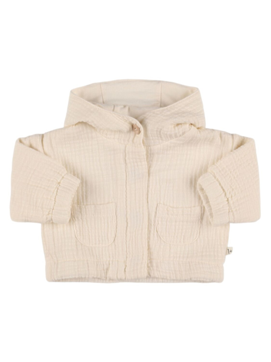 1 + IN THE FAMILY: Cotton seersucker hooded jacket - Beige - kids-boys_0 | Luisa Via Roma