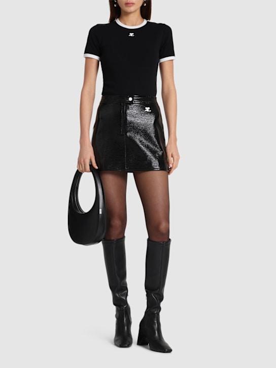 Courrèges: Signature contrast cotton t-shirt - women_1 | Luisa Via Roma