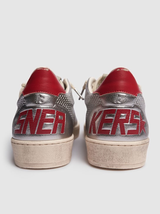 Golden Goose: Ball star forated bio based sneakers - Silver/Red - men_5 | Luisa Via Roma