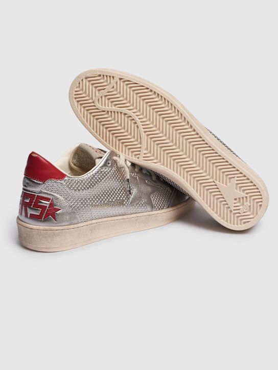 Golden Goose: Ball star forated bio based sneakers - Silver/Red - men_4 | Luisa Via Roma