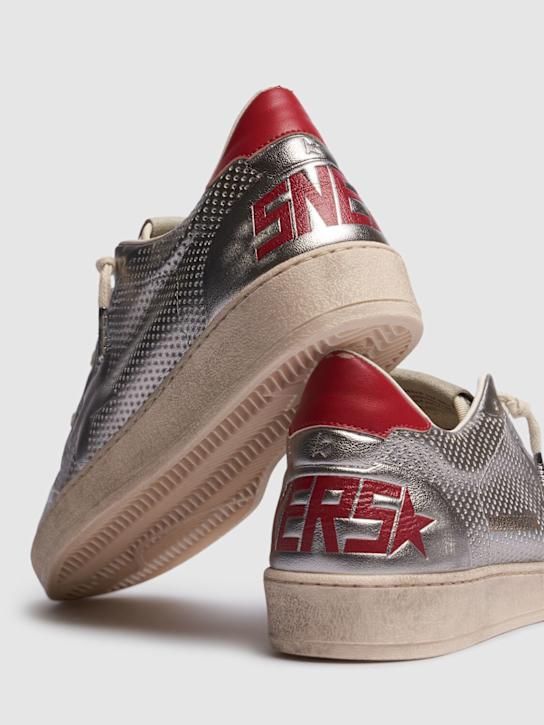 Golden Goose: Ball star forated bio based sneakers - Silver/Red - men_6 | Luisa Via Roma