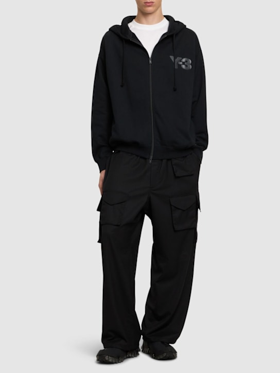 Y-3: Logo zip hoodie - men_1 | Luisa Via Roma