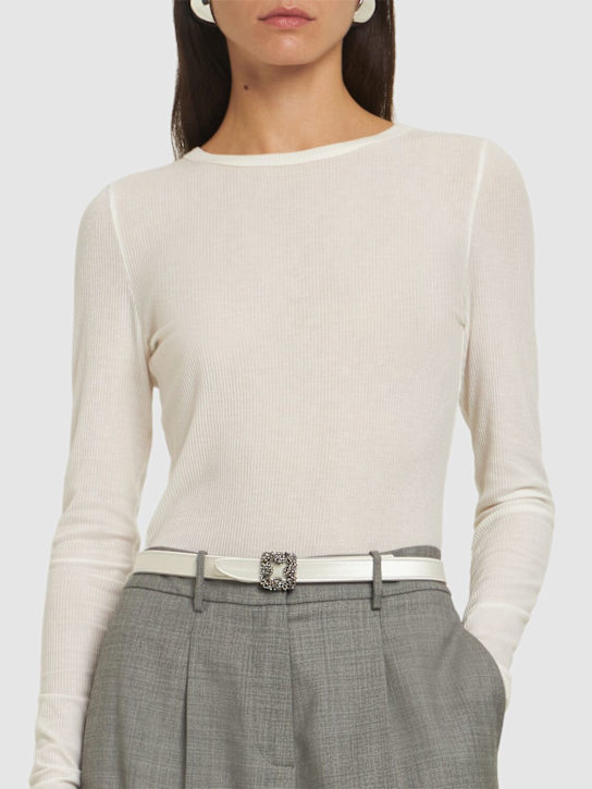 Manolo Blahnik: 20mm Hangisi satin belt - women_1 | Luisa Via Roma