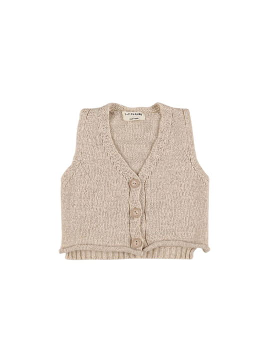 1 + IN THE FAMILY: Chaleco de punto de algodón y lino - Beige - kids-boys_0 | Luisa Via Roma