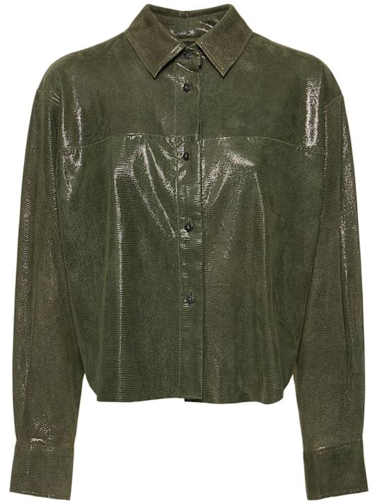 Forte_forte: Lizard print leather shirt - women_0 | Luisa Via Roma
