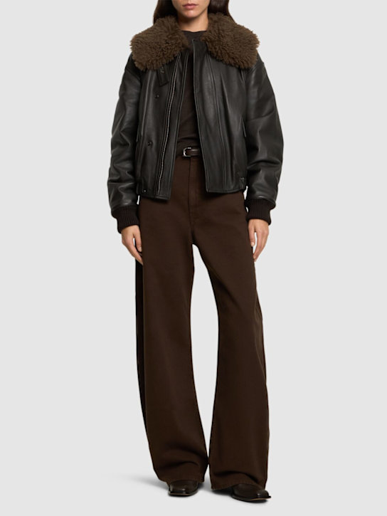 Lemaire: Leather bomber jacket - women_1 | Luisa Via Roma