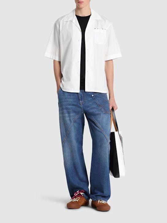 Marni: Logo cotton poplin boxy s/s shirt - men_1 | Luisa Via Roma