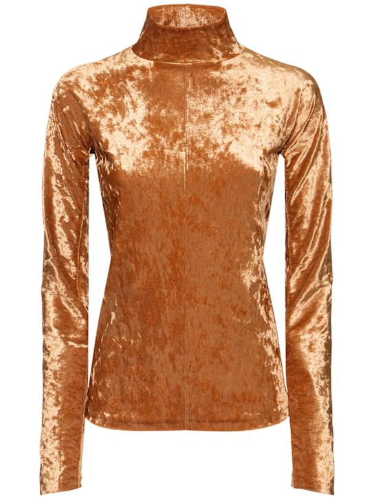 Forte_forte: Iridescent velvet long sleeve top - women_0 | Luisa Via Roma
