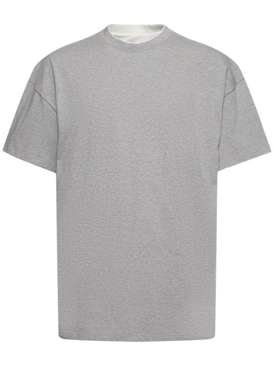 Jil Sander: Oversize double cotton logo t-shirt - men_0 | Luisa Via Roma