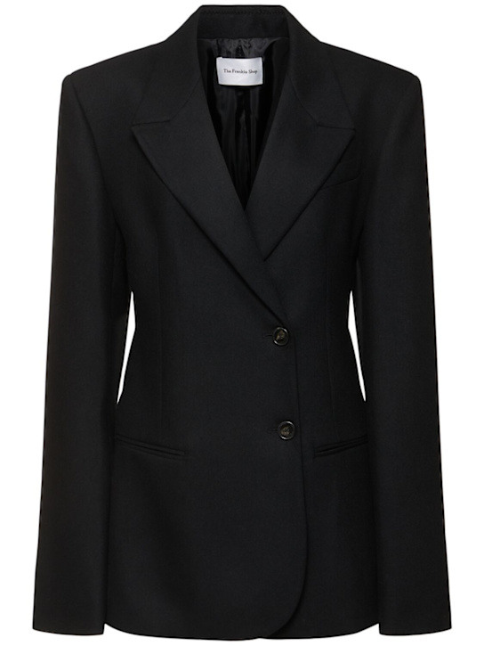 The Frankie Shop: Morrison crossover wool blend blazer - women_0 | Luisa Via Roma