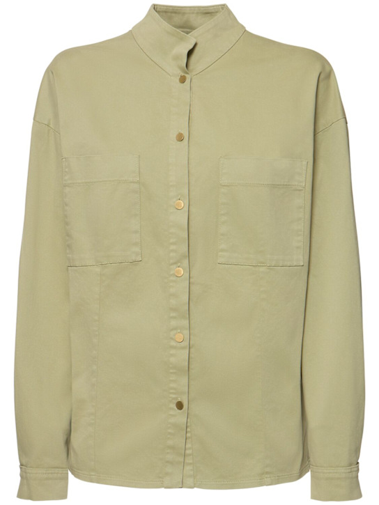 Forte_forte: Cotton blend twill mandarin collar shirt - women_0 | Luisa Via Roma