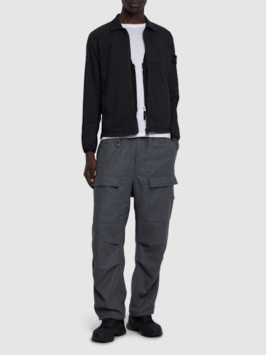 Stone Island: Cotton blend zip overshirt - men_1 | Luisa Via Roma