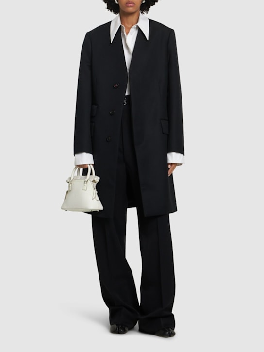 Maison Margiela: Wool collarless midi coat - women_1 | Luisa Via Roma