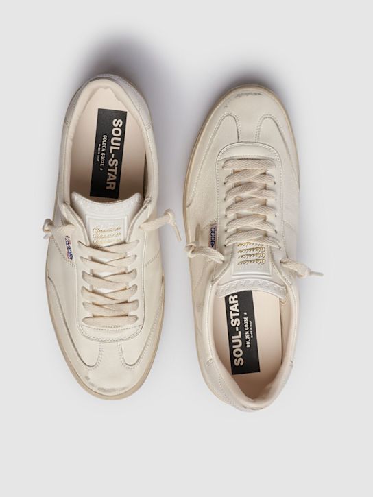 Golden Goose: Soul-star leather sneakers - White/Milk - men_3 | Luisa Via Roma