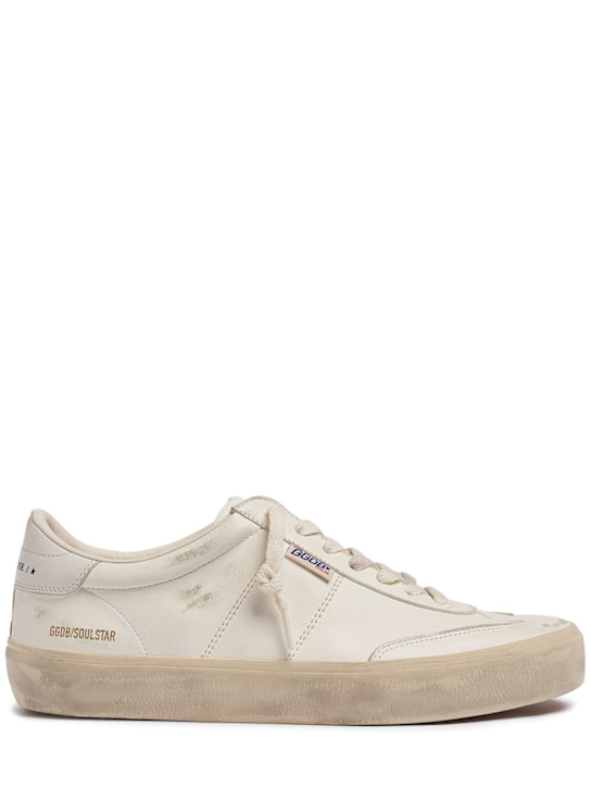 Golden Goose: Soul-star leather sneakers - White/Milk - men_0 | Luisa Via Roma