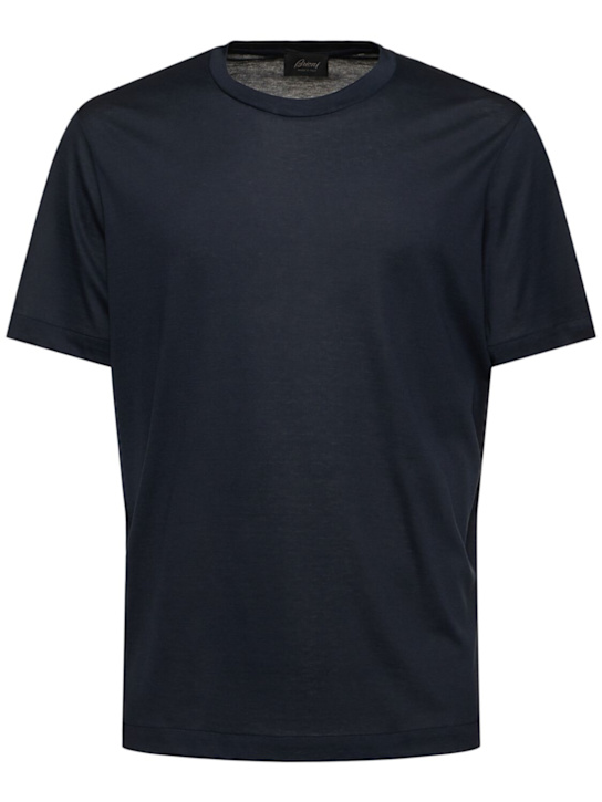 Brioni: Silk & cotton classic t-shirt - men_0 | Luisa Via Roma