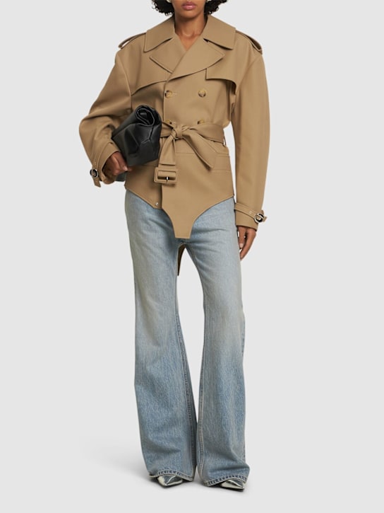 Coperni: Gabardine bodysuit trench coat - women_1 | Luisa Via Roma
