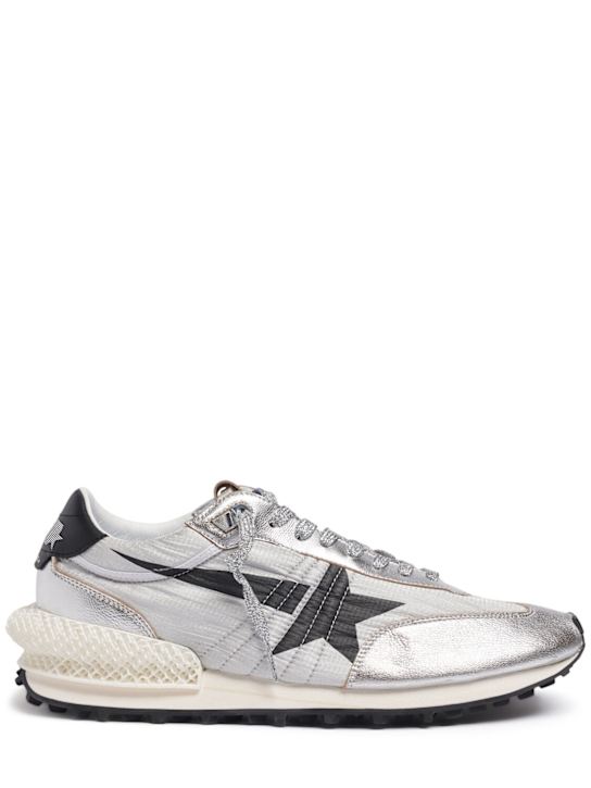 Golden Goose: Running Marathon nylon sneakers - Gümüş/Siyah - men_0 | Luisa Via Roma