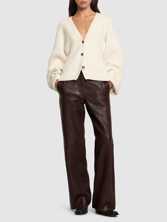 Forte_forte: Leather straight pants - women_1 | Luisa Via Roma