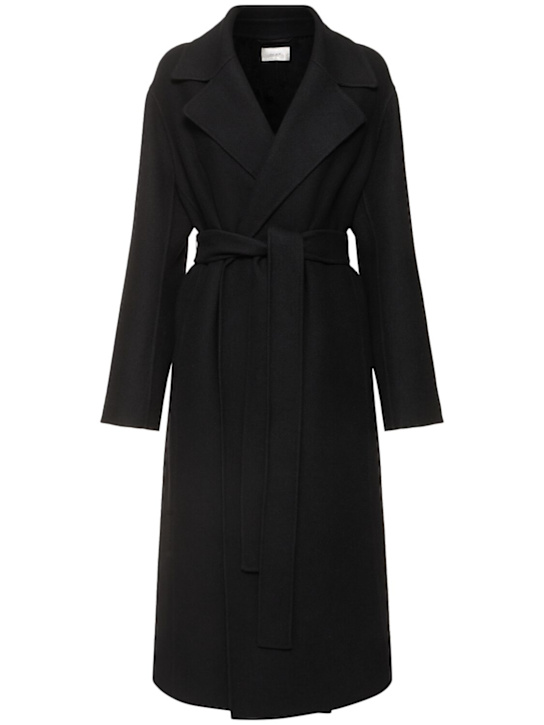 The Row: Cappotto lungo Malika in feltro di misto lana - Nero - women_0 | Luisa Via Roma
