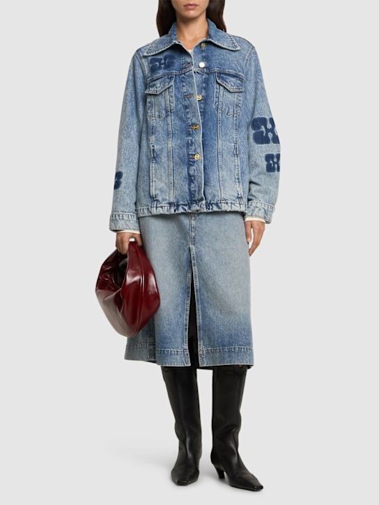 GANNI: Patch denim jacket - women_1 | Luisa Via Roma