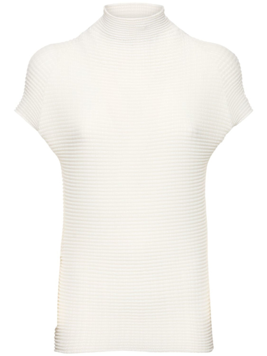 ISSEY MIYAKE: Wooly pleated short sleeve turtleneck - women_0 | Luisa Via Roma
