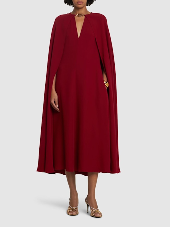Valentino: Cady couture cape midi dress - women_1 | Luisa Via Roma