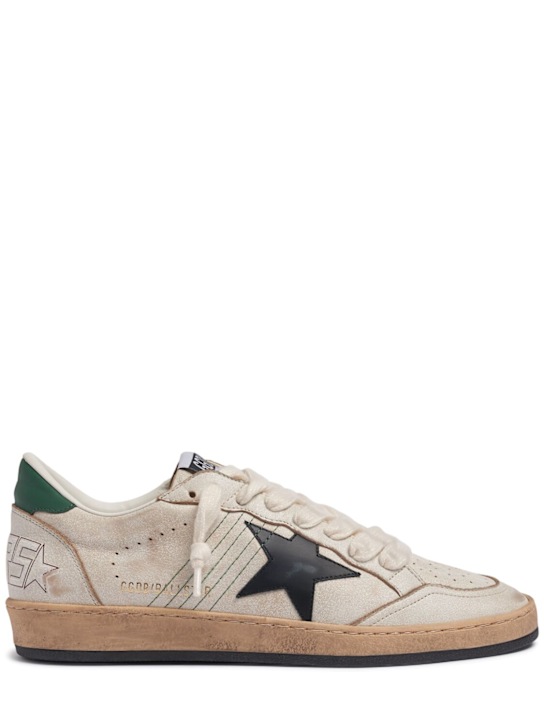 Golden Goose: Sneakers Ball Star in pelle - Bianco/Nero - men_0 | Luisa Via Roma