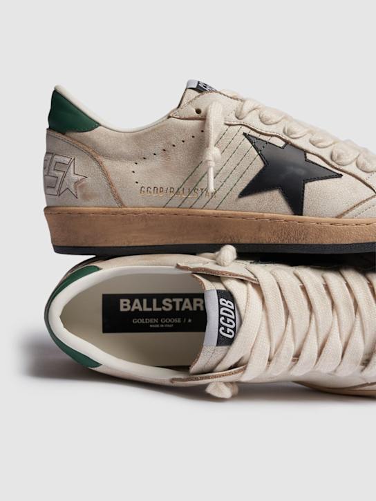 Golden Goose: Sneakers Ball Star in pelle - Bianco/Nero - men_4 | Luisa Via Roma