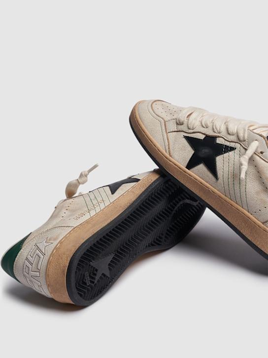 Golden Goose: Sneakers Ball Star in pelle - Bianco/Nero - men_3 | Luisa Via Roma