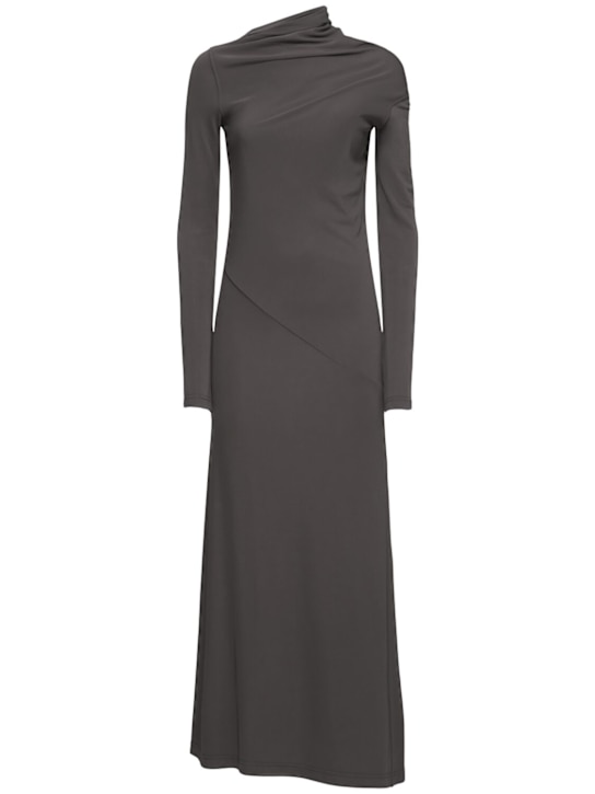 Toteme: Draped jersey long dress - Dark Grey - women_0 | Luisa Via Roma