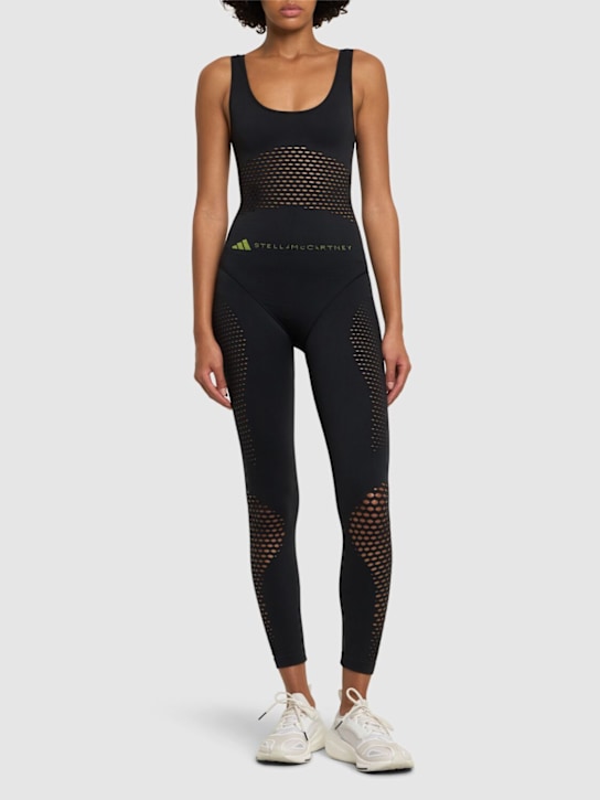adidas By Stella McCartney: Recycled poly blend knit jumpsuit - women_1 | Luisa Via Roma