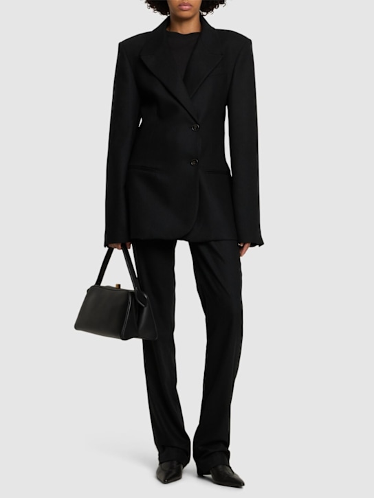 The Frankie Shop: Morrison crossover wool blend blazer - women_1 | Luisa Via Roma