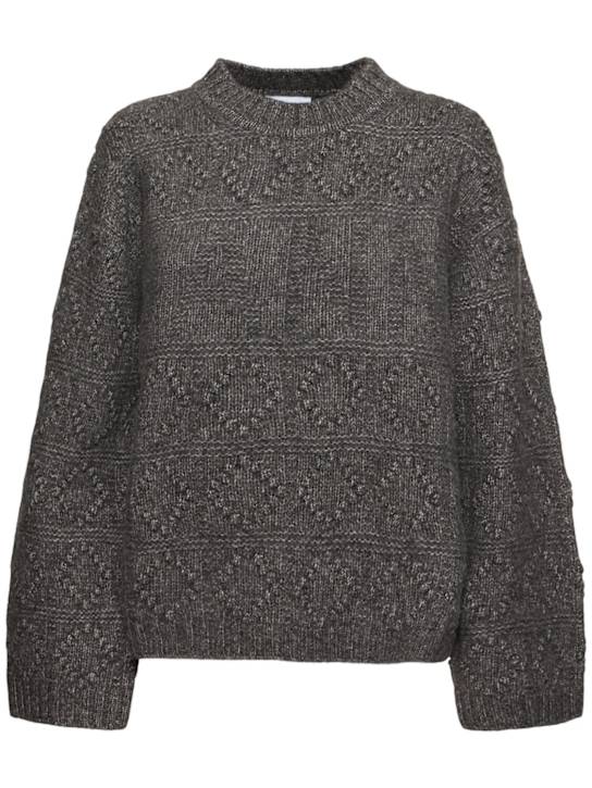 GANNI: Wool & cotton bubble knit sweater - women_0 | Luisa Via Roma