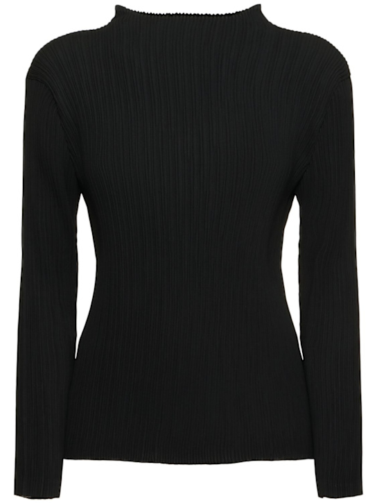 ISSEY MIYAKE: Hatching pleated long sleeve top - women_0 | Luisa Via Roma