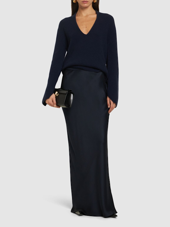 ANINE BING: Bar silk satin maxi skirt - women_1 | Luisa Via Roma