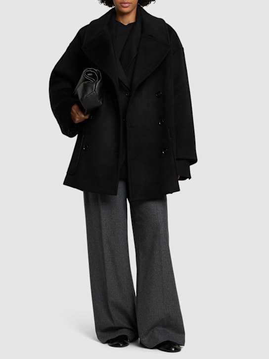 The Frankie Shop: Marian oversize wool blend peacoat - women_1 | Luisa Via Roma