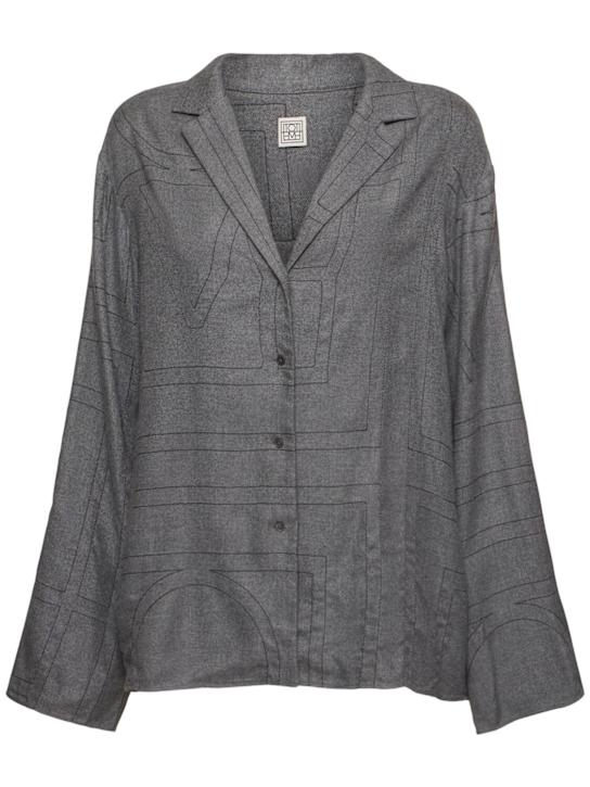 Toteme: Monogram flannel pajama top - women_0 | Luisa Via Roma