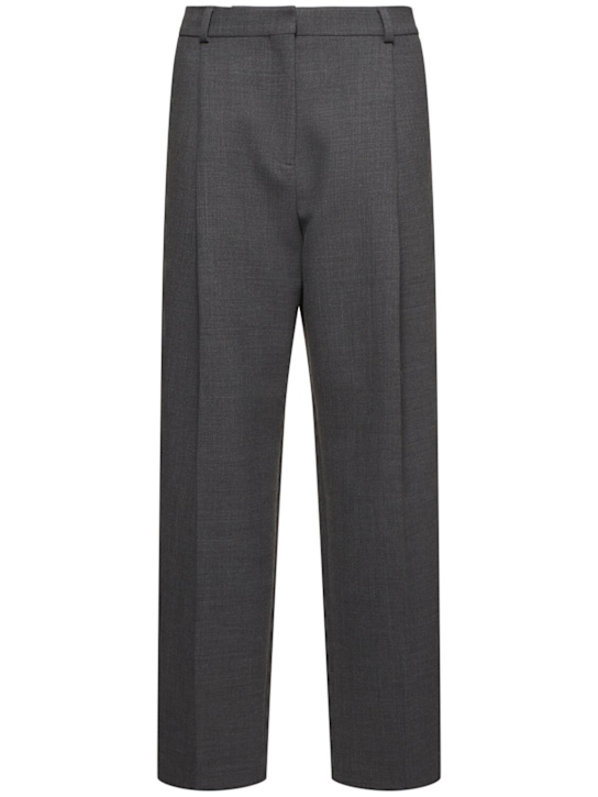 Toteme: Pleated wool blend straight pants - women_0 | Luisa Via Roma