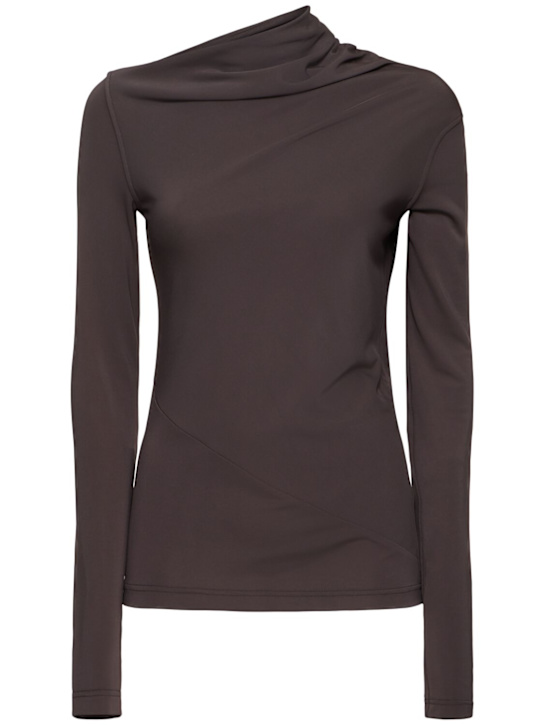 Toteme: Top in jersey drappeggiato - Grigio Scuro - women_0 | Luisa Via Roma