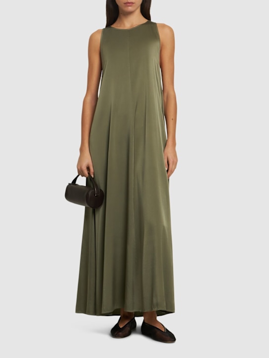 Forte_forte: Sleeveless silk blend satin long dress - women_1 | Luisa Via Roma