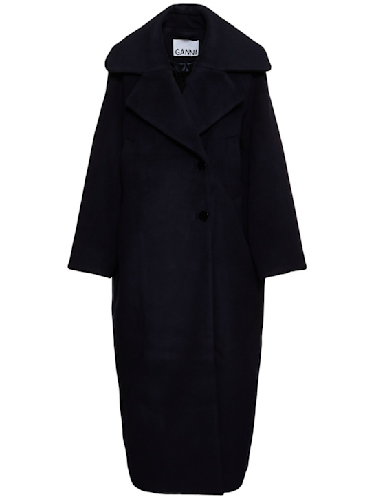 GANNI: Boiled wool blend coat - women_0 | Luisa Via Roma