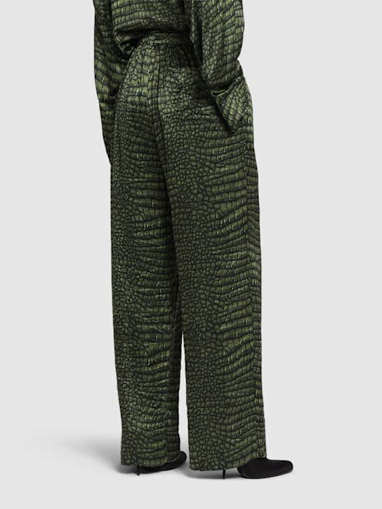Balenciaga: 绸缎睡裤 - 绿色 - women_2 | Luisa Via Roma