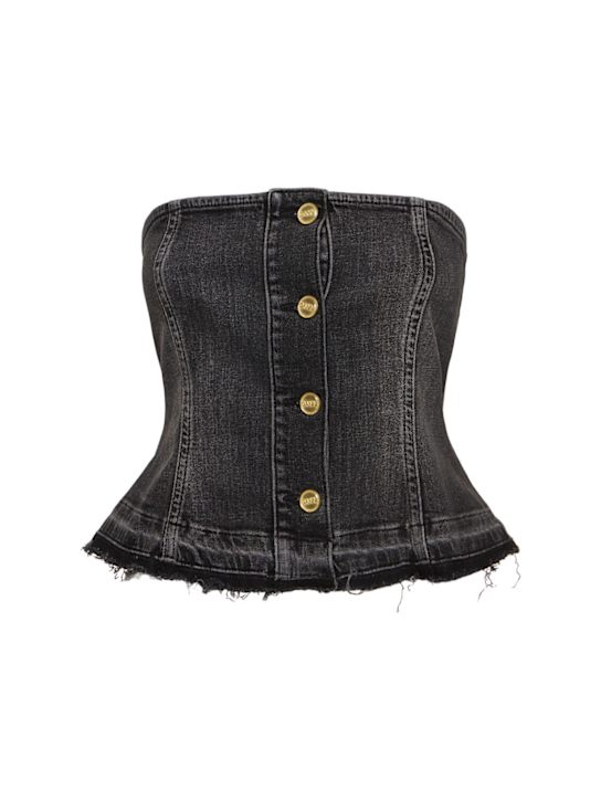 GANNI: Stretch denim corset top - women_0 | Luisa Via Roma